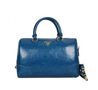 2014 Prada Shiny Leather Two Handle Bag BL0822 blue - Click Image to Close